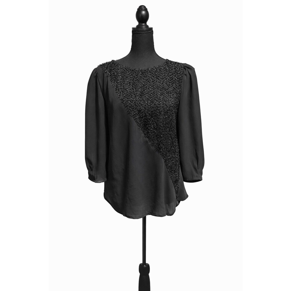 Byer California Black Beaded Blouse S